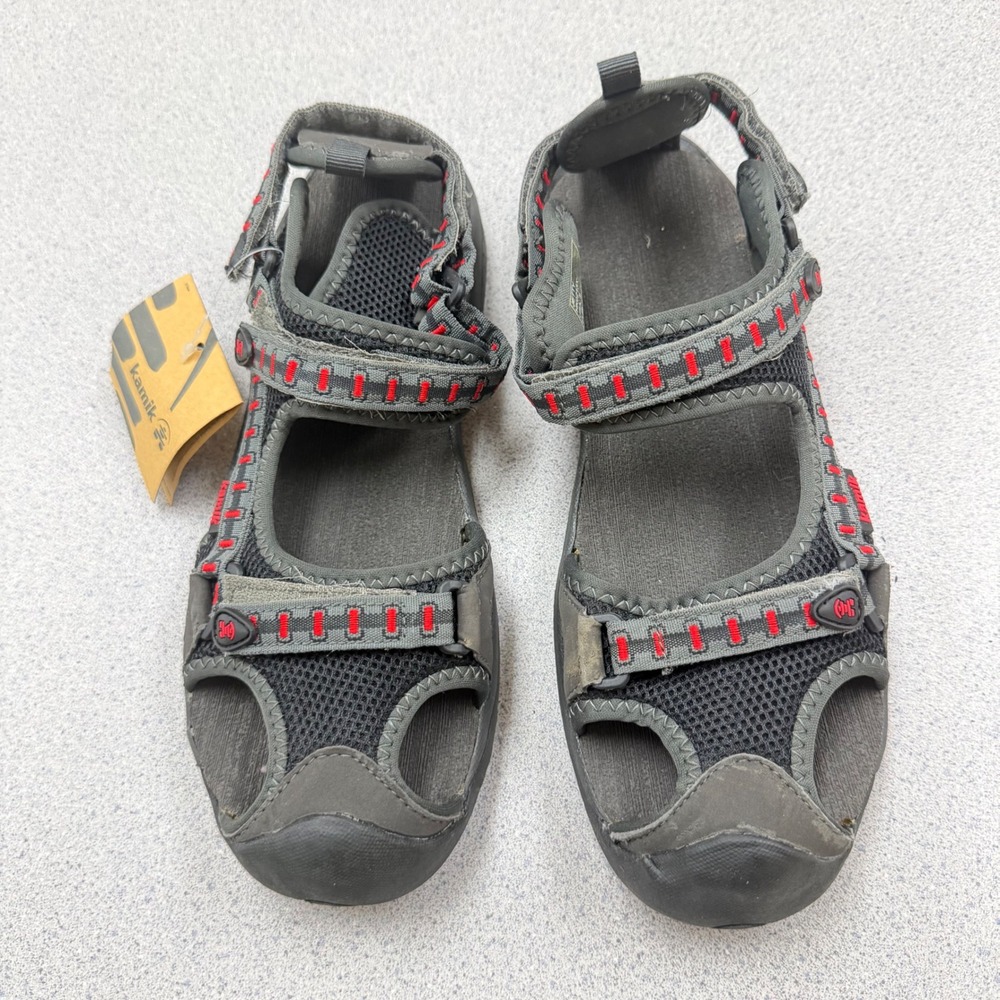 Kamik Jetty Mens Grey Red Sport Sandals HK0213X Water Shoes Size 9 NEW